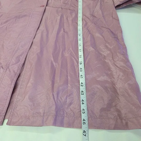 Totes Raincoat Women 12 Mauve Pink Vintage Belted Hooded Trench Coat Longline - Picture 6 of 10